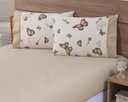 Ver imagem 3 de Jogo Lençol 4 Peças Cama Viúva 2,03mx1,20mx35cm 100% Algodão 180 Fios Ponto Palito Losangos Borbolet