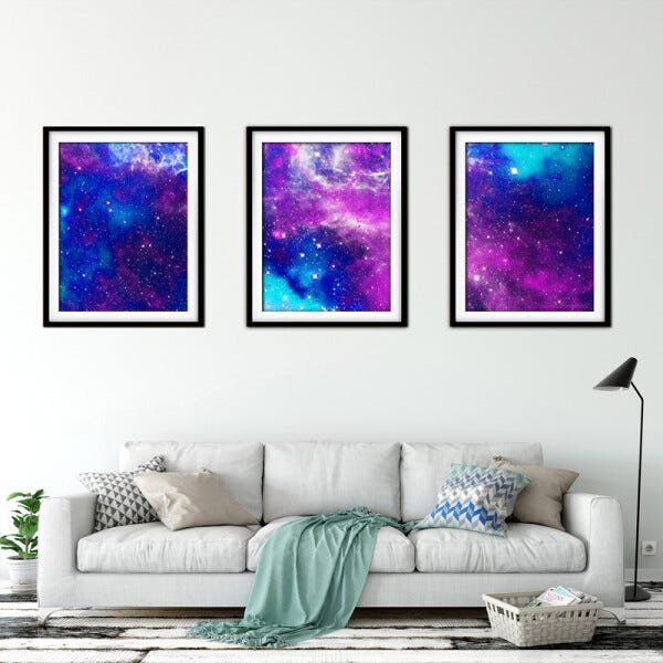 Quadro mdf preto 45x96 universo colorido mod 81 - 2