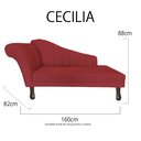 Ver imagem 6 de Recamier Divã para Sala Cecilia Pés Retro Tabaco 1.60cm Veludo Vermelho - Incasa Decor
