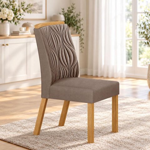 Cadeira para Mesa de Jantar Ilheu Kit 2 Peças Cinamomo Joli Camurça - Leifer