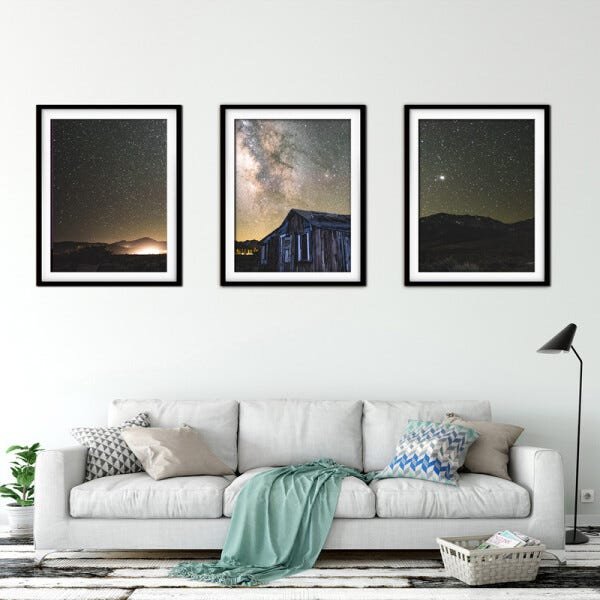 Quadro mdf preto 45x96 universo colorido mod 55 - 2