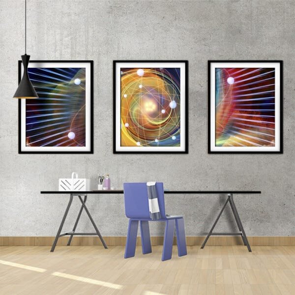 Quadro mdf preto 30x66 universo colorido mod 226 - 2