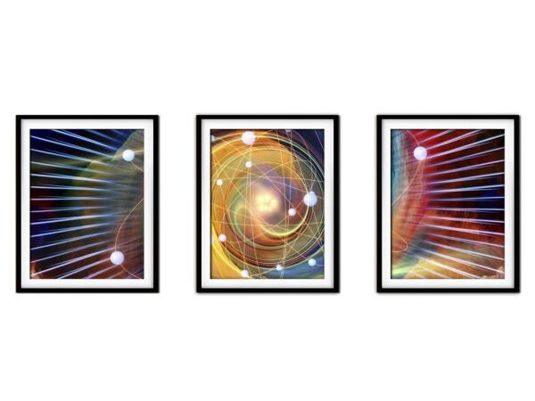 Quadro mdf preto 30x66 universo colorido mod 226 - 1