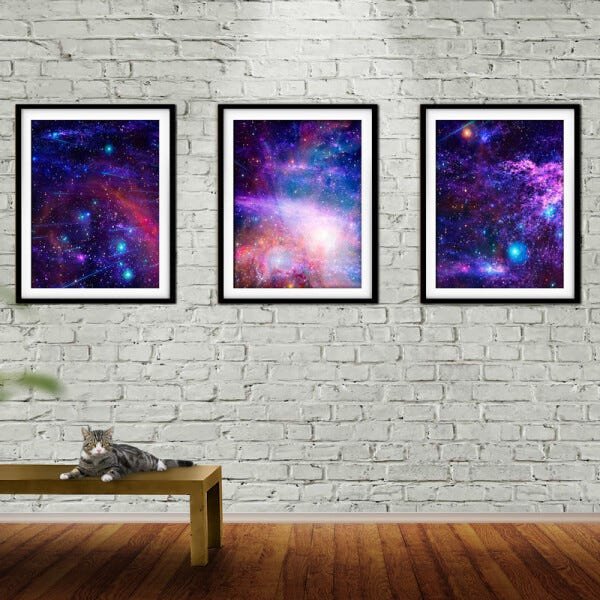 Quadro mdf preto 30x66 universo colorido mod 210 - 2