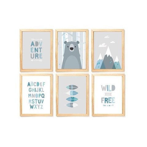 Kit Quadro Infantil Urso Escandinavo Decorativo Quarto Criança Enxoval Bebê