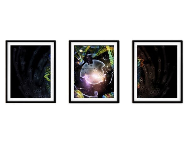 Quadro mdf preto 30x66 universo colorido mod 192 - 1