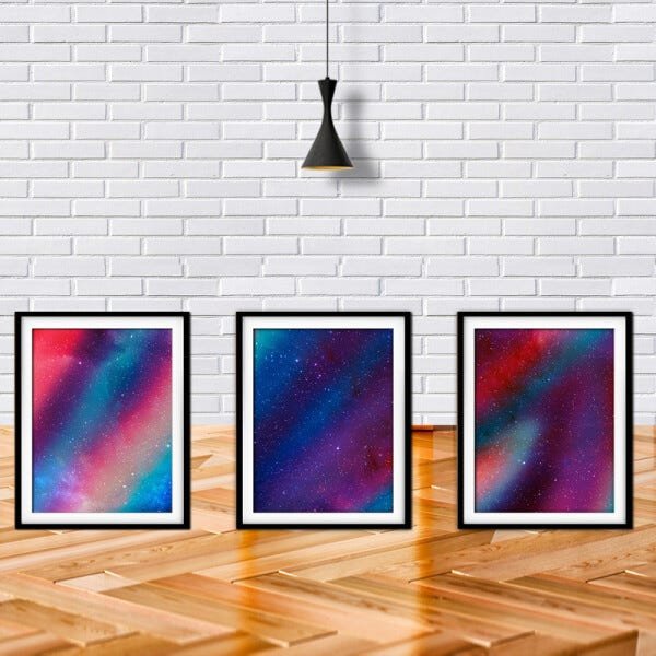 Quadro mdf preto 30x66 universo colorido mod 185 - 2