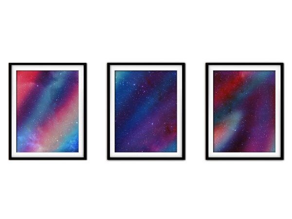 Quadro mdf preto 30x66 universo colorido mod 185 - 1
