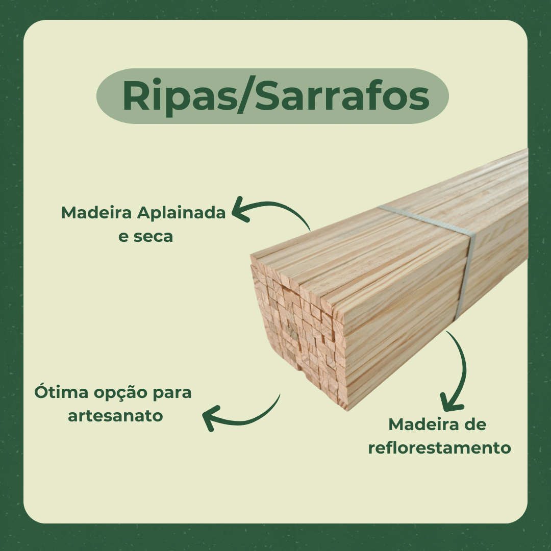 6 Ripas/sarrafos de 1x1x150 Cm Madeira de Pinus - 4