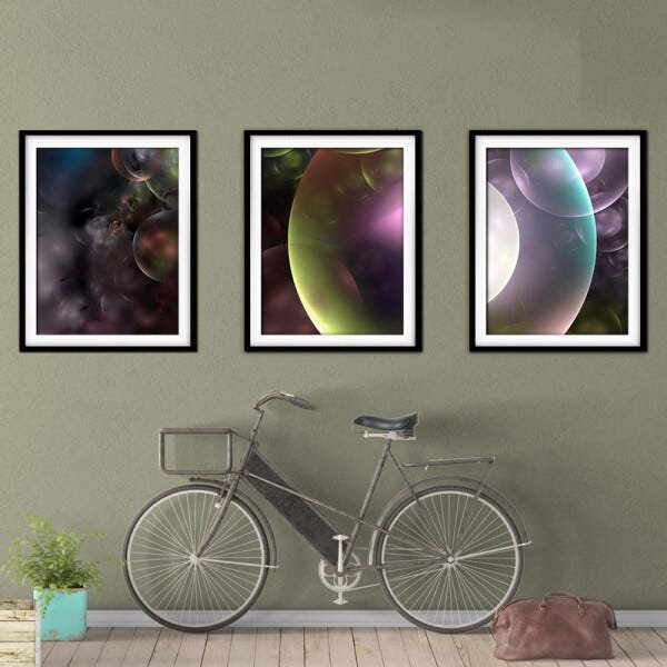 Quadro mdf preto 30x66 universo colorido mod 177 - 2