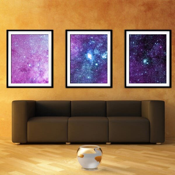 Quadro mdf preto 30x66 universo colorido mod 162 - 2