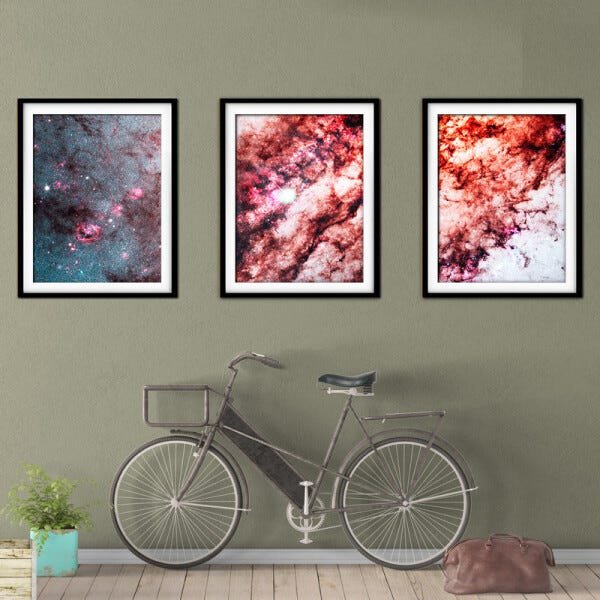 Quadro mdf preto 30x66 universo colorido mod 155 - 2
