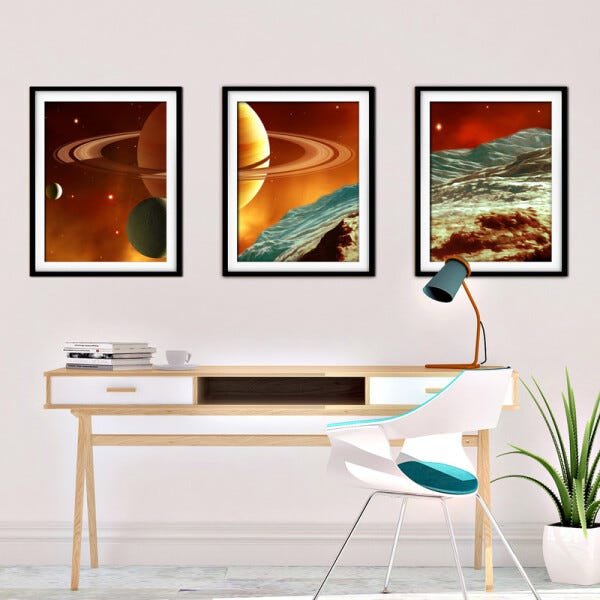 Quadro mdf preto 30x66 universo colorido mod 134 - 2