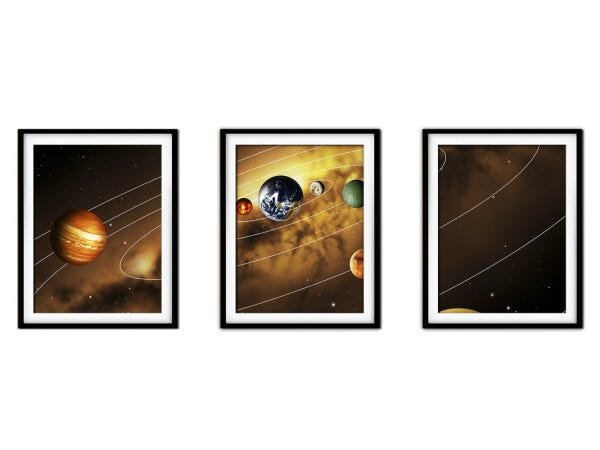 Quadro mdf preto 30x66 universo colorido mod 130 - 1