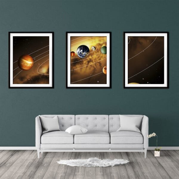 Quadro mdf preto 30x66 universo colorido mod 130 - 2