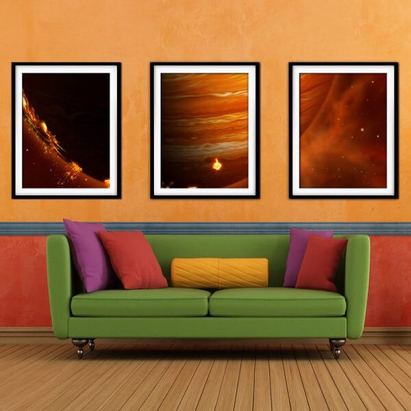 Quadro mdf preto 30x66 universo colorido mod 129 - 2