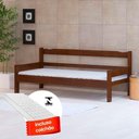 Ver imagem 4 de Sofá Cama de Madeira Maciça Solteiro Castanho com Colchão