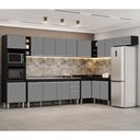 Ver imagem 2 de Armário de Cozinha Modulada de Canto 9 Peças CP06 Balcão com Pia Inox Preto/Cinza - Lumil Lumil Móve