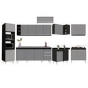Ver imagem 6 de Armário de Cozinha Modulada de Canto 9 Peças CP06 Balcão com Pia Inox Preto/Cinza - Lumil Lumil Móve