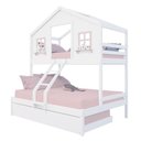 Ver imagem 3 de Treliche Casal/ Solteiro Casinha Dos Sonhos Madeira Maciça Branco/ Rosa Megamobilia