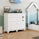 Ver imagem 4 de Cômoda Infantil Bolinha Peroba MDF Branco 1 Porta 4 Gavetas