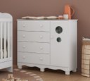 Ver mais imagens de Cômoda Infantil Bolinha Peroba MDF Branco 1 Porta 4 Gavetas