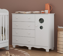Ver imagem 1 de Cômoda Infantil Bolinha Peroba MDF Branco 1 Porta 4 Gavetas