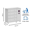 Ver imagem 7 de Cômoda Infantil Bolinha Peroba MDF Branco 1 Porta 4 Gavetas