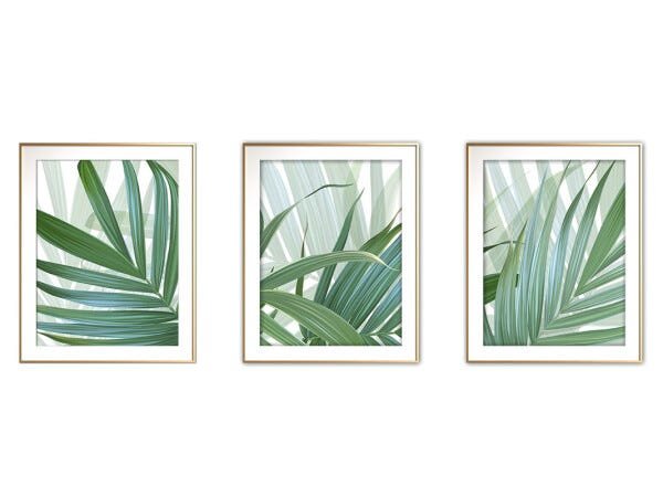 Quadro mdf délicat dourado 45x96 folhas tropicais mod 88 - 1