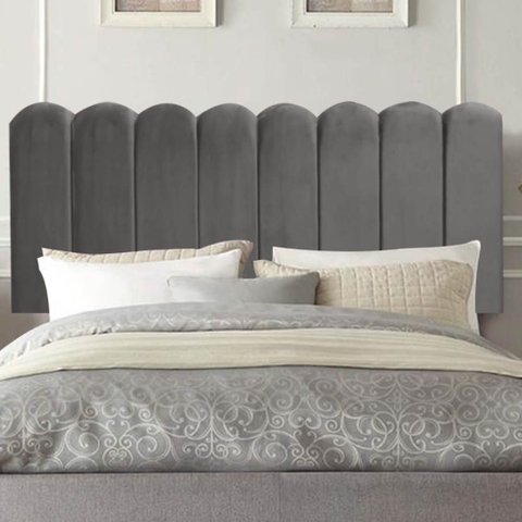 Painel Estofado Luxo Nuvem Alanis 140cm Casal para Cama Box Corino Cinza - Gat Magazine