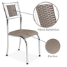 4 Cadeira Jantar Estofada Belize Aço Cromado Encosto Junco Assento Corino Cozinha Sala - 3