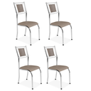 Ver imagem 2 de 4 Cadeira Jantar Estofada Belize Aço Cromado Encosto Junco Assento Corino Cozinha Sala