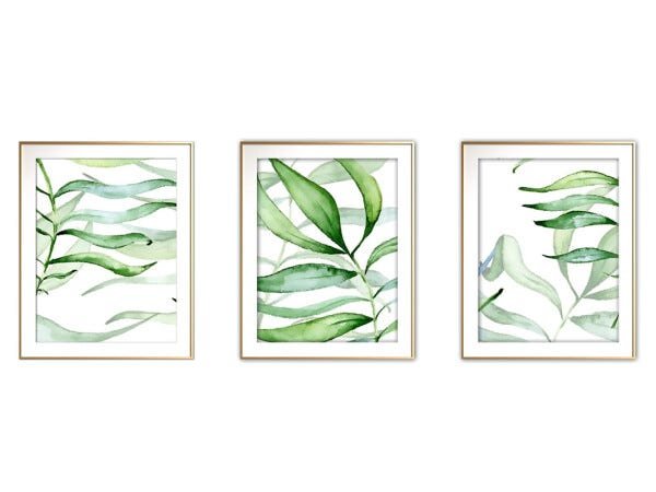 Quadro mdf délicat dourado 45x96 folhas tropicais mod 41 - 1