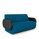Ver imagem 2 de Sofá Decorativo Living Sala de Estar Bornéu 148cm Pés de Madeira Pu/veludo Preto/azul G33 - Gran Bel