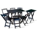 Ver imagem 1 de Conjunto Mesa Dobrável 1,10x70 Com 6 Cadeiras Mais Mesa Aparador Tarimatã Para Area Gourmet Preto