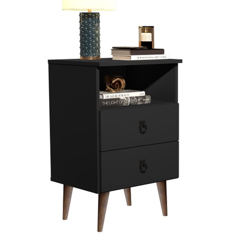 Mesa De Cabeceira Madri 2 Gavetas: Preto