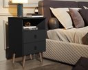 Ver imagem 2 de Mesa De Cabeceira Madri 2 Gavetas: Preto