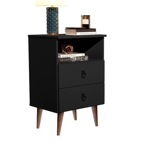 Mesa de Cabeceira Madri 2 Gavetas: Preto