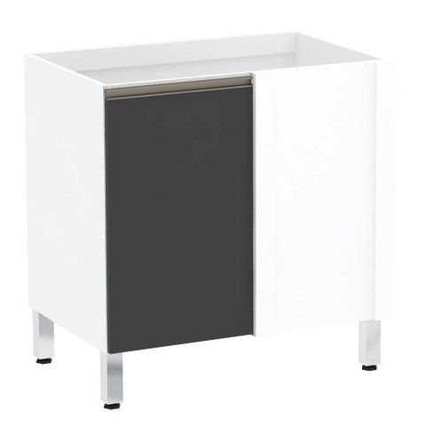 Balcão de Cozinha sem Tampo Canto Reto 80cm 1 Porta Pérola Luciane Móveis
