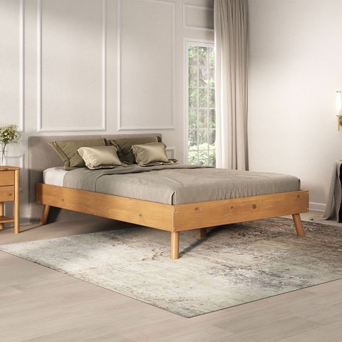 Cama de Madeira Casal Futon Baixa Moderna Freijó Karri Idimex