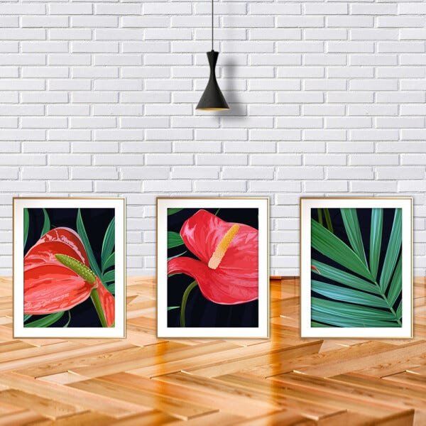 Quadro mdf délicat dourado 80x140 folhas tropicais mod 87 - 2