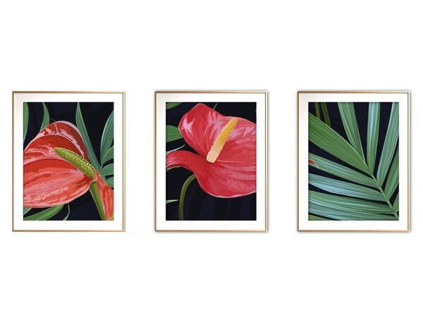 Quadro mdf délicat dourado 80x140 folhas tropicais mod 87 - 1