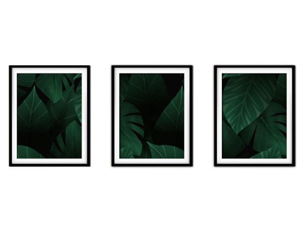 Quadro decor délicat preto 80x140 folhas tropicais mod 113 - 1