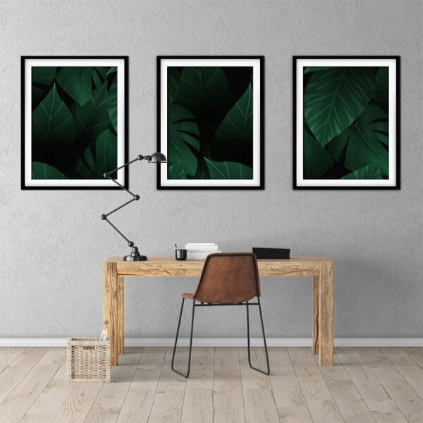 Quadro decor délicat preto 80x140 folhas tropicais mod 113 - 2
