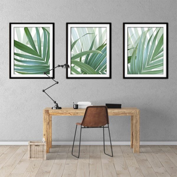 Quadro decor délicat preto 80x140 folhas tropicais mod 93 - 2