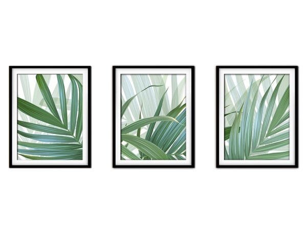 Quadro decor délicat preto 80x140 folhas tropicais mod 93 - 1