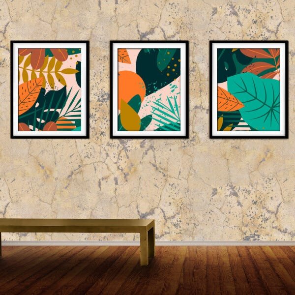 Quadro decor délicat preto 80x140 folhas tropicais mod 82 - 2