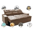 Ver imagem 3 de Sofá 3 Lugares Retrátil e Reclinável 2.00m Cama Inbox Smal com Bordado Pantográfico Suede Bege