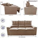 Ver imagem 2 de Sofá 3 Lugares Retrátil e Reclinável 2.00m Cama Inbox Smal com Bordado Pantográfico Suede Bege
