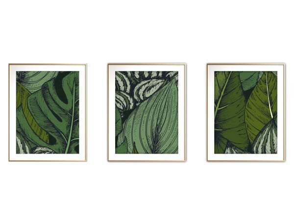 Quadro mdf délicat dourado 80x140 folhas tropicais mod 57 - 1